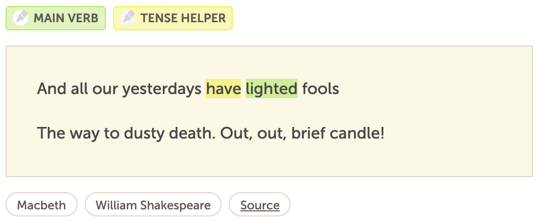 Shakespeareanism 'have lighted' snippet