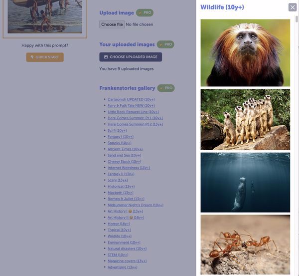 The 'Wildlife' image theme has photos of a variety of animal species.