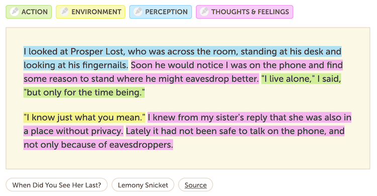 1st person snippet from Lemony Snicket
