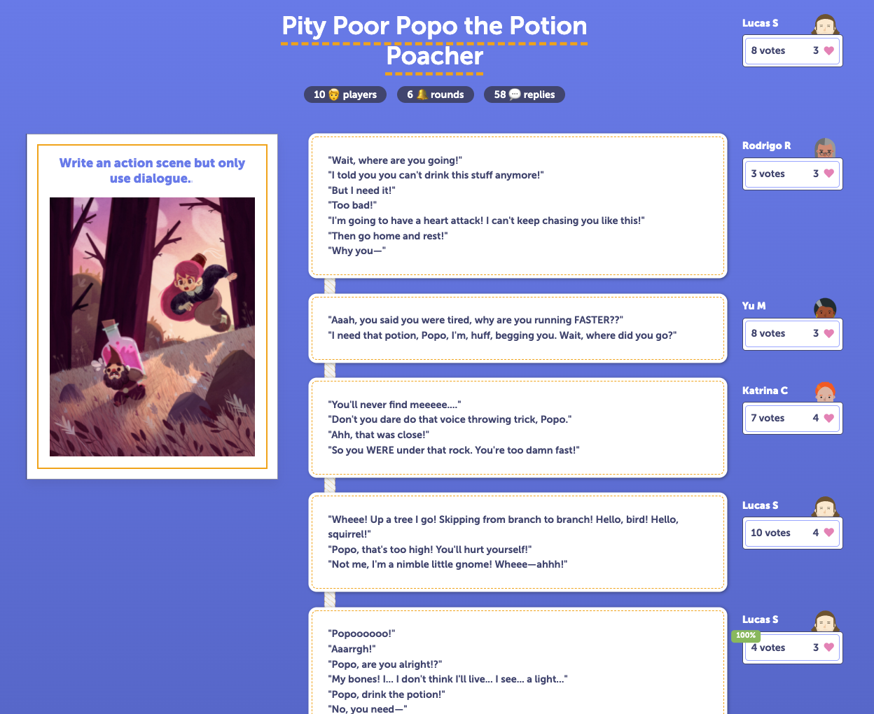 The completed story titled "Pity Poor Popo the Potion Poacher"