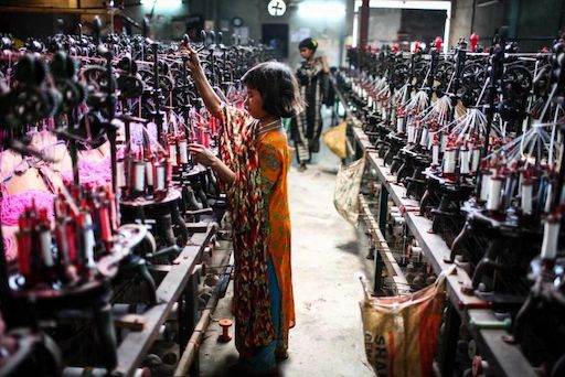 Girl in textile factory