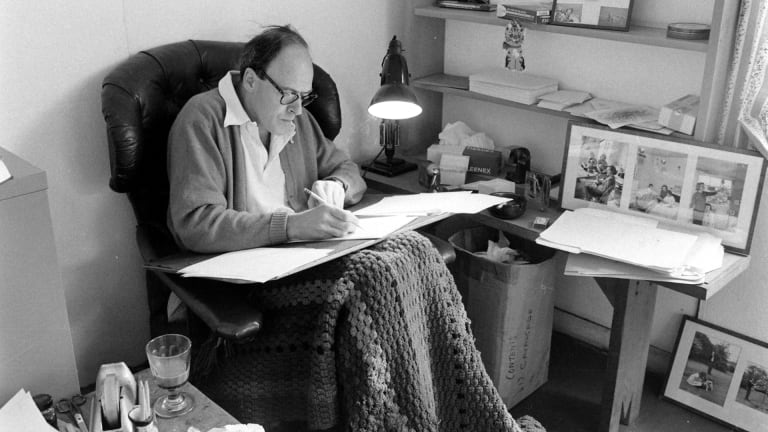 Roald Dahl working